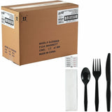 Genuine Joe 6-Piece Medium-Heavyweight Utensil Kit, Black, 250 Kits/Carton (GJO58929) Case of 250
