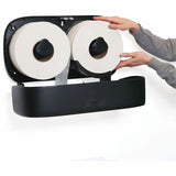 San Jamar Timeless Twin-Roll Bathroom Tissue Dispenser, Roll Dispenser, 2 x Roll, 20" x 11.6" x 4.8", Plastic, Black (SJMR4200BK) Each