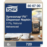 TORK Xpressnap Fit Dispenser Napkins, 2 Ply, Multifold, 6.50" x 8.40", Natural, 720 Napkins/Pack, 6/Carton (TRK806700) Case of 6