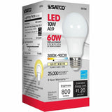 Satco A19 LED Frosted Bulb, 10 W, 60 W Incandescent Equivalent Wattage (SDNS9704) Each