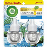Air Wick Scent Oil Warmer Refill, Oil, 0.7 fl oz (0 quart), Fresh Waters, 140 Day, 2/Pack (RAC01325PK) Pack of 2