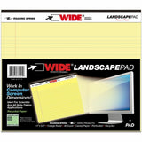 Roaring Spring Wide Landscape Canary Writing Pads, 0.28" Ruled, 20 lb Basis Weight, Legal, 11" x 9 1/2", Red Margin, 4/Carton (ROA74501CT) Case of 48