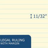 Roaring Spring Recycled Legal Pads, 15 lb Basis Weight, 8½" x 11 3/4", 8.5" x 11.8", Double Line Red Margin, 6/Carton (ROA74712CT) Case of 6