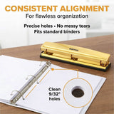 Bostitch 3-hole Punch, 9/32" Punch Size, Gold, 3 Punch Head(s), 15 Sheet, Metal, Rubber, Steel (BOSHP15GOLD) Each