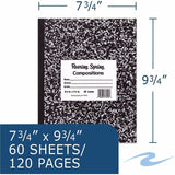 Roaring Spring Tape Bound Composition Notebooks, 15 lb Basis Weight, 9 3/4" x 7 3/4", 7.8" x 9.8", Red Margin (ROA77505CT) Case of 72