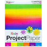 Royal Brites 2-Sided Project Paper Neon Assortment, 11" x 14", Assorted Neon, Matte Texture, 12/Carton (GEO25401) Case of 12