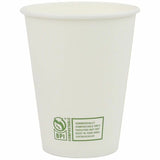 Genuine Joe BPI Certified Compostable Paper Cups, 12 fl oz, Leak Proof Closure, White, 1000/Carton (GJO02048) Case of 1000
