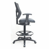 Lorell Conjure Office Stools, Black, Vinyl, Polyurethane, Molded Foam Seat Material, Mesh Back Material, Metal, Nylon, Armrest (LLR62022) Each