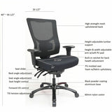 Lorell Big & Tall Mesh High-Back Chair, Black, Polyurethane, Molded Foam, Vinyl Seat Material, Mesh Back Material, Armrest (LLR62011) Each