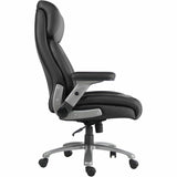 Lorell Big & Tall Flip Arm Chair, Black, Mesh, Vinyl Back Material, Plastic Frame Material, Armrest (LLR40222) Each