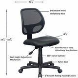 Lorell Multi-task Chairs, Black, Vinyl Seat Material, Mesh Back Material, 5-star Base (LLR82099) Each