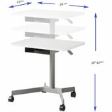 Lorell Height-Adjustable Mobile Desks with Box, 66 lb Capacity, 42.10" x 29.50" x 21.60", White, Steel (LLR84855) Each
