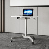Lorell Height-Adjustable Mobile Desks with Box, 66 lb Capacity, 42.10" x 29.50" x 21.60", White, Steel (LLR84855) Each