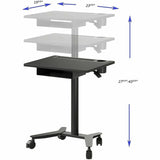 Lorell Height-Adjustable Mobile Desks with Box, 66 lb Capacity, 43.30" x 23.60" x 19.60", Black, Steel (LLR84844) Each