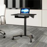 Lorell Height-Adjustable Mobile Desks with Box, 66 lb Capacity, 43.30" x 23.60" x 19.60", Black, Steel (LLR84844) Each