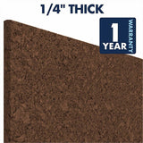 Quartet Cork Panels, 12" x 0.38" x 12", Brown, 4/Pack (QRT101) Pack of 4