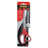 Scotch® Multi-Purpose Scissors, Pointed Tip, 7" Long, 3.38" Cut Length, Gray/Red Straight Handle (MMM1427) Each