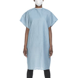 Lew Jan Textile Patient Exam Gown One Size Fits Most Blue / White Print Reusable (1057875_EA) 1/EA