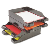 deflecto® Docutray Multi-Directional Stacking Tray Set, 2 Sections, Letter to Legal Size Files, 10.13" x 13.63" x 2.5", Black, 2/Pack (DEF63904) Set of 2