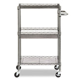 Alera® Three-Tier Wire Cart with Basket, Metal, 2 Shelves, 1 Bin, 500 lb Capacity, 28" x 16" x 39", Black Anthracite (ALESW342416BA) Each