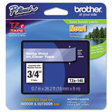 Brother P-Touch® TZe Standard Adhesive Laminated Labeling Tape, 0.7" x 26.2 ft, White on Clear (BRTTZE145) Each