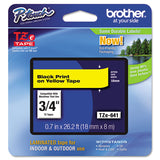 Brother P-Touch® TZe Standard Adhesive Laminated Labeling Tape, 0.7" x 26.2 ft, Black on Yellow (BRTTZE641) Each
