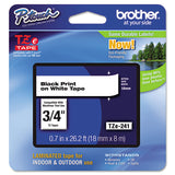 Brother P-Touch® TZe Standard Adhesive Laminated Labeling Tape, 0.7" x 26.2 ft, Black on White (BRTTZE241) Each
