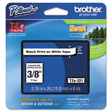 Brother P-Touch® TZe Standard Adhesive Laminated Labeling Tape, 0.35" x 26.2 ft, Black on White (BRTTZE221) Each