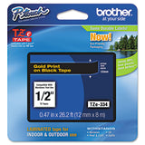 Brother P-Touch® TZe Standard Adhesive Laminated Labeling Tape, 0.47" x 26.2 ft, Gold on Black (BRTTZE334) Each