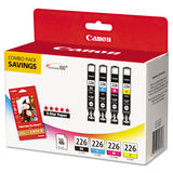 Canon® 4546B007 (CLI-226) ChromaLife100+ Ink/Paper Combo, Black/Cyan/Magenta/Yellow (CNM4546B007) Pack of 4