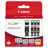 Canon® 4530B008AA (PGI-225, CLI-226) Ink, Cyan/Magenta/Pigment Black/Yellow, 4/Pack (CNM4530B008) Pack of 4