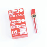 Pentel Colored Lead Refill, 0.5 mm, HB, Red, 12 Leads/Tube, 3 Tubes (PENPPR5) 1 Dozen