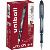 uniball Jetstream Ballpoint Pen, Black Ink, Pigment-based, Blue Stainless Steel Barrel, 12/Dozen (UBC40173DZ) Case of 12