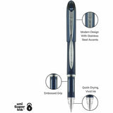 uniball Jetstream Ballpoint Pen, Black Ink, Pigment-based, Blue Stainless Steel Barrel, 12/Dozen (UBC40173DZ) Case of 12