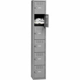 Tennsco 6-Tier No Legs Steel Box Lockers, Internal Size 12" x 12" x 18", Overall Size 72" x 12" x 18", Medium Gray (TNNBS6121812AMG) Each