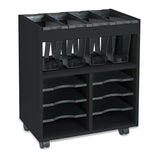 Safco® Go Cart Mobile File, Engineered Wood, 8 Shelves, 4 Bins, 14.5" x 21.5" x 26.25", Black (SAF5390BL) Each
