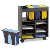Safco® Go Cart Mobile File, Engineered Wood, 8 Shelves, 4 Bins, 14.5" x 21.5" x 26.25", Black (SAF5390BL) Each
