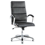 Alera® Alera Neratoli High-Back Slim Profile Chair, Faux Leather, 275 lb Cap, 17.32" to 21.25" Seat Height, Black Seat/Back, Chrome (ALENR4119) Each