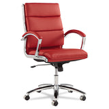Alera® Alera Neratoli Mid-Back Slim Profile Chair, Faux Leather, Supports Up to 275 lb, Red Seat/Back, Chrome Base (ALENR4239) Each