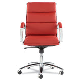 Alera® Alera Neratoli Mid-Back Slim Profile Chair, Faux Leather, Supports Up to 275 lb, Red Seat/Back, Chrome Base (ALENR4239) Each