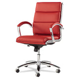 Alera® Alera Neratoli Mid-Back Slim Profile Chair, Faux Leather, Supports Up to 275 lb, Red Seat/Back, Chrome Base (ALENR4239) Each