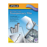Apollo® Plain Paper Laser Transparency Film with Handling Strip, 8.5 x 11, Black on Clear, 100/Box (APOPP201C) Box of 100