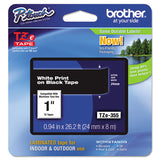 Brother P-Touch® TZe Standard Adhesive Laminated Labeling Tape, 0.94" x 26.2 ft, White on Black (BRTTZE355) Each