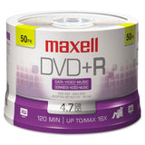 Maxell® DVD+R High-Speed Recordable Disc, 4.7 GB, 16x, Spindle, Silver, 50/Pack (MAX639013) Pack of 50