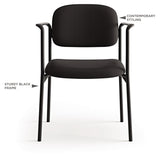 HON® VL616 Stacking Guest Chair with Arms, Fabric Upholstery, 23.25" x 21" x 32.75", Charcoal Seat, Charcoal Back, Black Base (BSXVL616VA19) Each