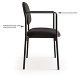 HON® VL616 Stacking Guest Chair with Arms, Fabric Upholstery, 23.25" x 21" x 32.75", Charcoal Seat, Charcoal Back, Black Base (BSXVL616VA19) Each