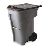 Rubbermaid® Commercial Brute Roll-Out Heavy-Duty Container, 65 gal, Polyethylene, Gray (RCP9W21GY) Each