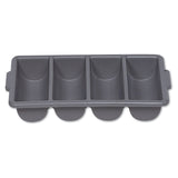 Rubbermaid® Commercial Cutlery Bin, 4 Compartments, Plastic, 11.5 x 21.25 x 3.75, Plastic, Gray (RCP3362GRA) Each