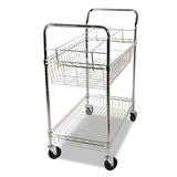 Alera® Carry-all Mail Cart, Metal, 1 Shelf, 1 Bin, 34.88" x 18" x 39.5", Silver (ALEMC3518SR) Each