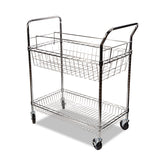 Alera® Carry-all Mail Cart, Metal, 1 Shelf, 1 Bin, 34.88" x 18" x 39.5", Silver (ALEMC3518SR) Each